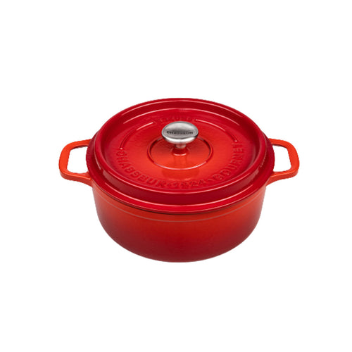 Gourmet Round French Oven, 24cm/4 Litre, Cast Iron, Crimson