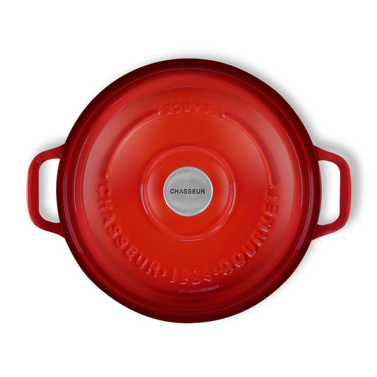 Gourmet Round French Oven, 26cm/5 Litre, Cast Iron, Crimson