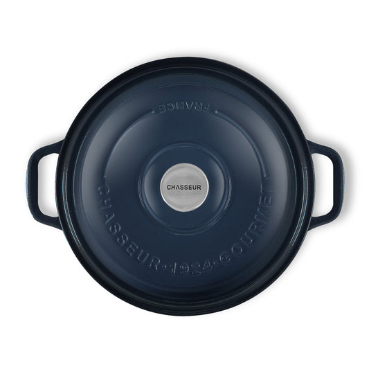 Gourmet Round French Oven 26cm/5 Litre, Cast Iron, Midnight Blue