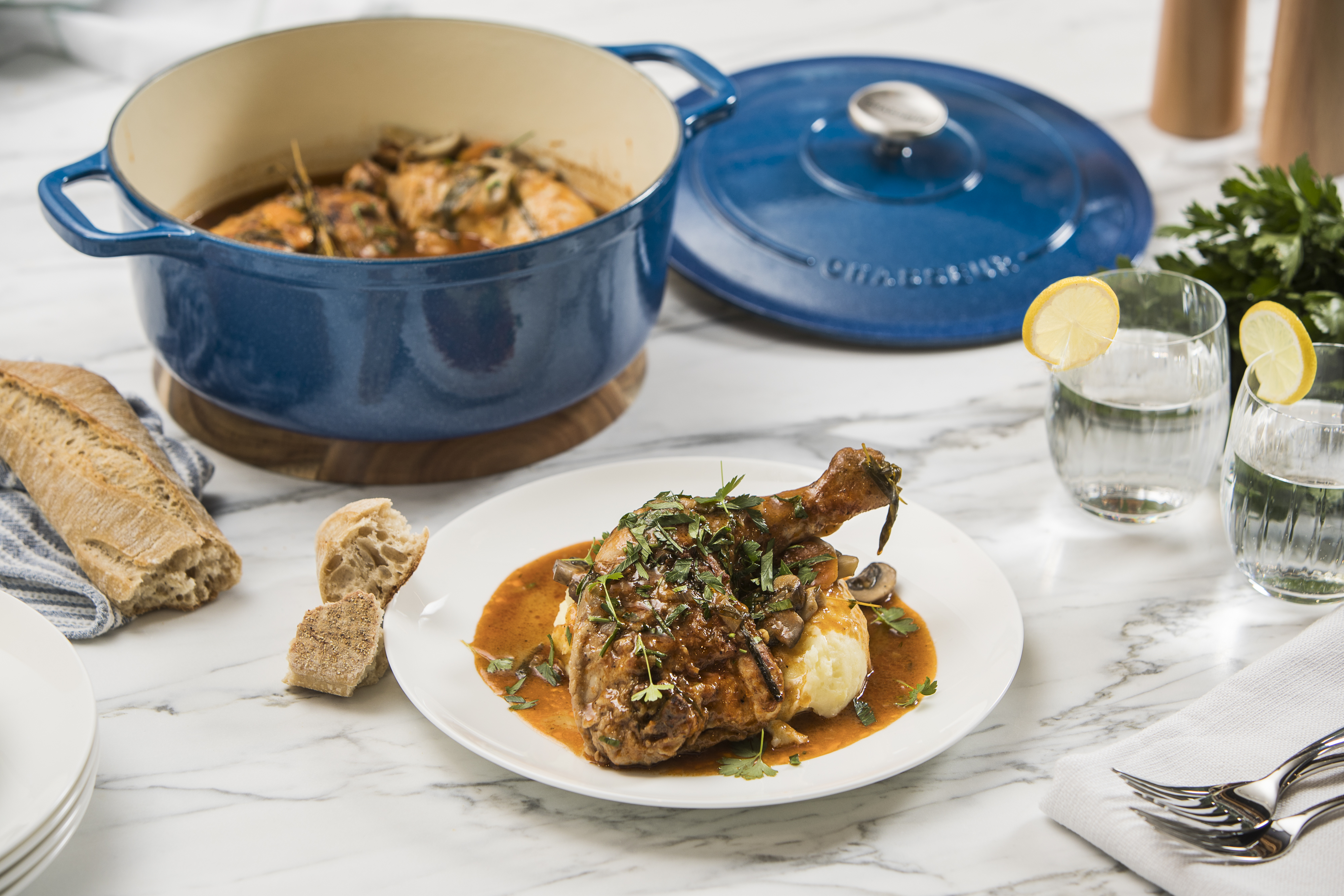 Chicken chasseur-preparation by Jeff Simonetta in Chasseur Anniversary Edition French Oven